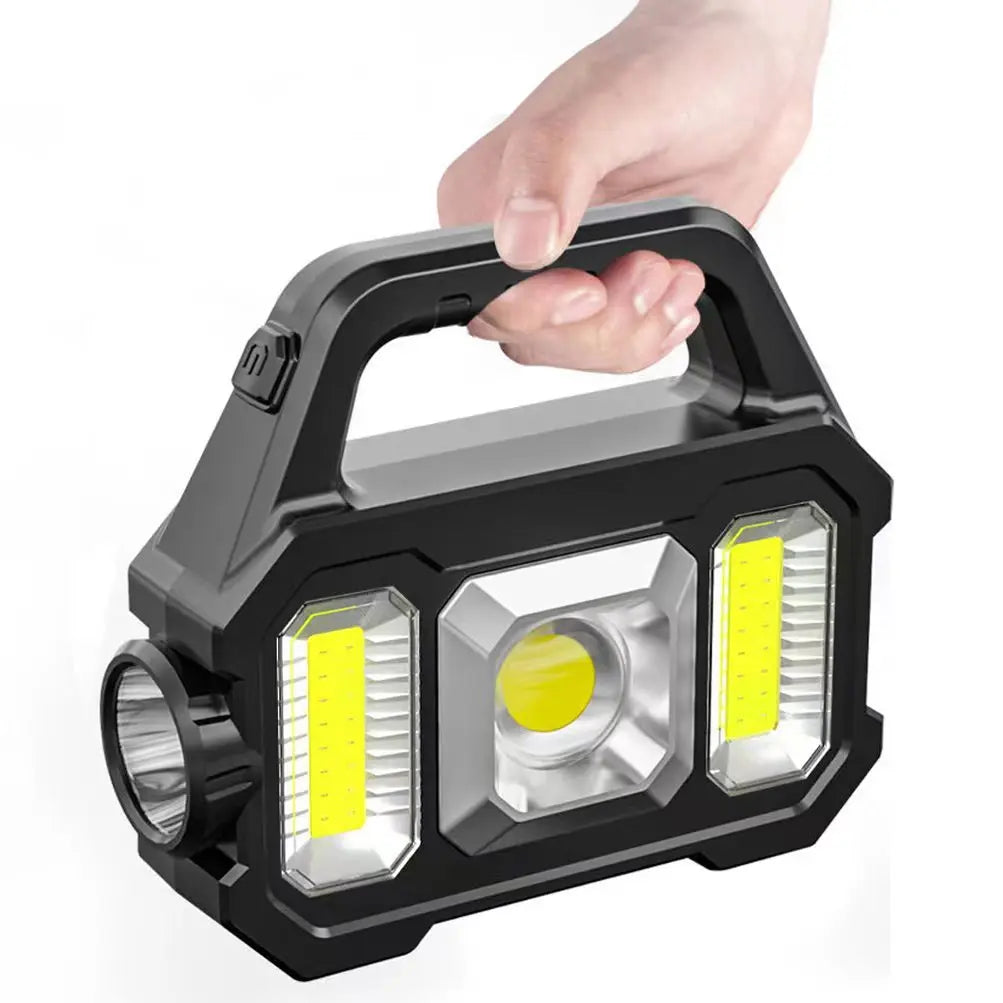 Solar Rechargeable LED Flashlight COB Zoomable Waterproof Tactical Torch Lamp Bulbs Can Charge Mobile Phone Camping Flashlight-WAYBIKER