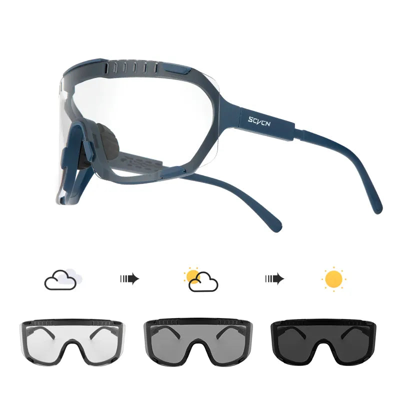 SCVCN Photochromic Sunglasses for Men Cycling Glasses Mountain Bike Road Bicycle Eyewear Pock Cycle Goggles UV400 MTB Biking-WAYBIKER