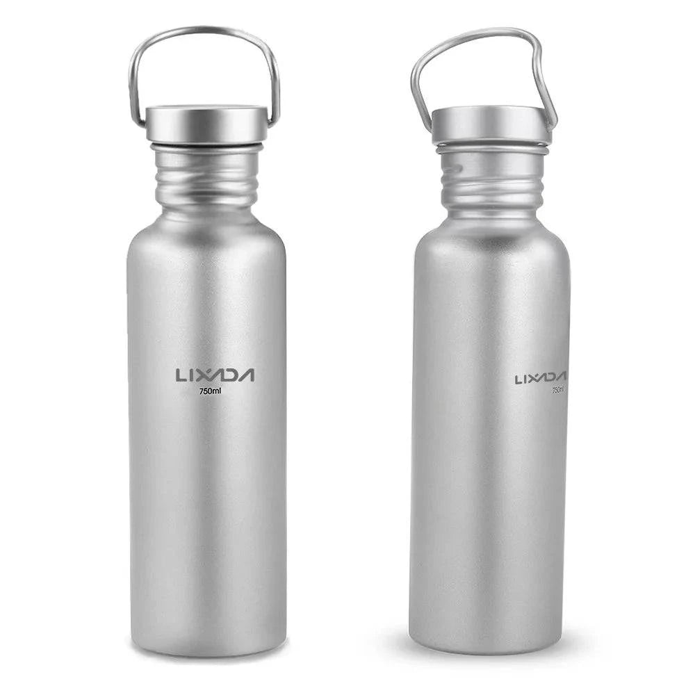 LIXADA 750ml Full Ti Water Bottle Ultralight Outdoor Camping Cycling Water Bottle with 300ml Ti Cup-WAYBIKER