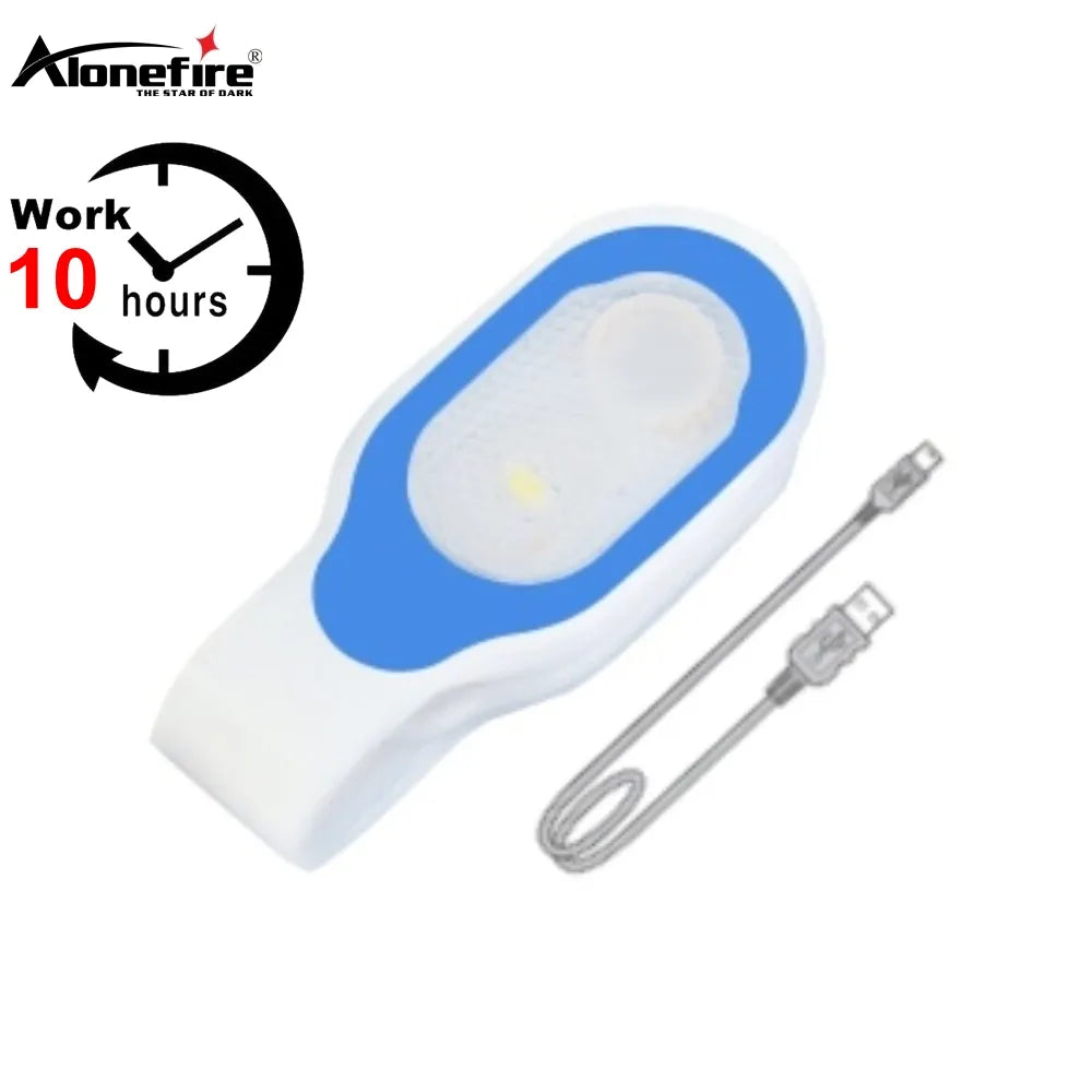 USB Charging Safety Soft Silicone Running Outdoor Work Child Lamp Strap Hiking Dog Camping Doctor Nurse Check White Warm Light-WAYBIKER