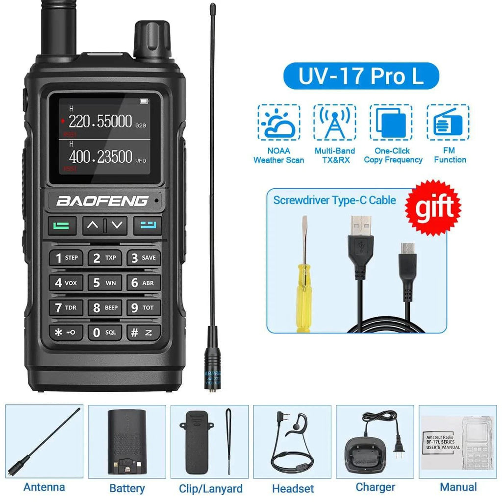 Baofeng UV-17 Pro V2 Walkie Talkie Tri Band Wireless Copy Frequency Long Range 50KM Two Way Radio UV-5R 21 PRO L Ham Radio-WAYBIKER