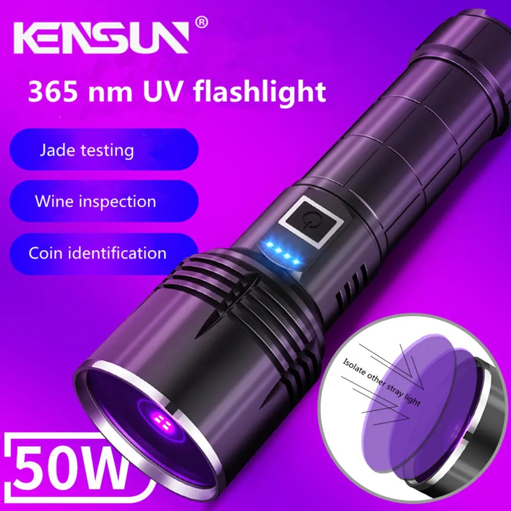 365nm UV Flashlight Fluorescent Antigen Reagent Detection Lamp UV Black Mirror Woodruff  Special Identification-WAYBIKER