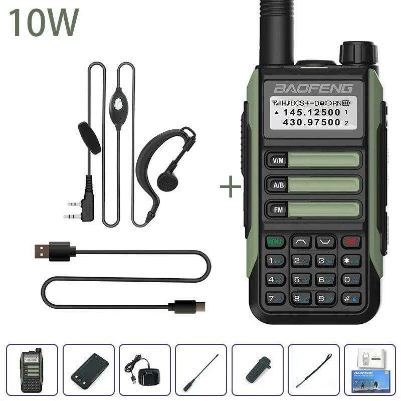 Baofeng UV-16 Plus Walkie Talkies Long Range 10KM Waterproof Two Way Radio10W VHF UHF Band UV 16 Pro USB Type C Upgrade of UV-5R-WAYBIKER