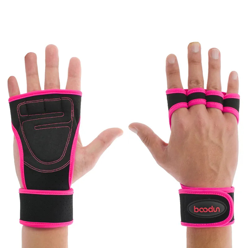BD1119 Body Building Gym Training Fitness Weightlifting Gloves Wrist Wraps Workout Half Finger For Men & Women-WAYBIKER