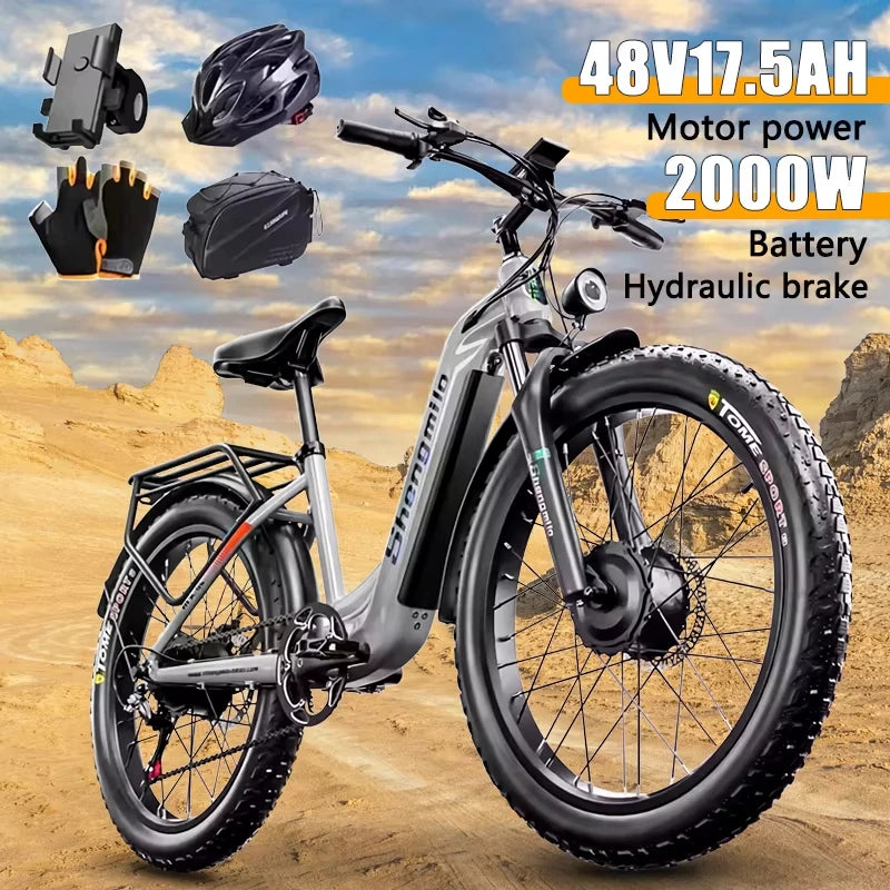 SHENGMILO S600 electric bicycle motor 2000W 48V 17.5AH E-bike Hydraulic Brake shock absorption mountain off-road Electric bike