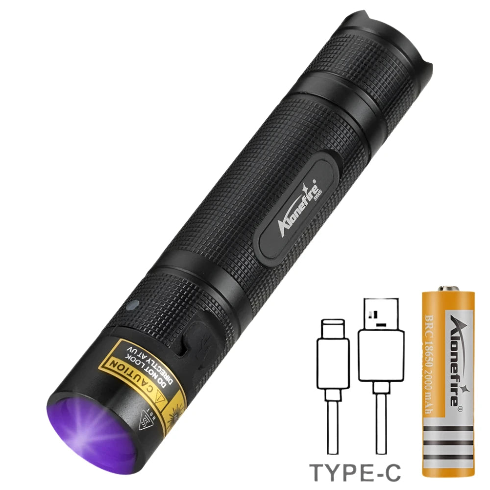 10W UV 395/400nm Led Flashlight USB Rechargeable High power Glass Resin Curing Pet Stains Marker Scorpion Money Checker light-WAYBIKER