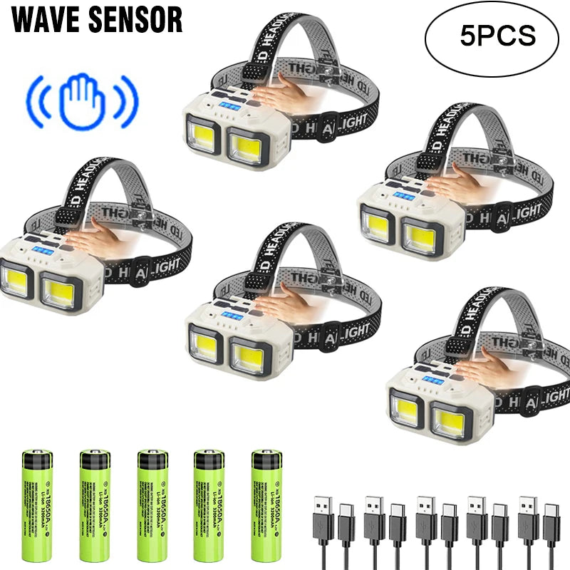 Powerful  LED Headlamp Torch USB Rechargeable Flashlight Headlight Waterproof Head Light Camping Fishing Mining Light Lamp Torch-WAYBIKER