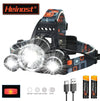 1-5PCS LED Headlamp 4-Mode Waterproof Headlight USB Rechargeable 18650 Head Torch for Camping Hunting-WAYBIKER