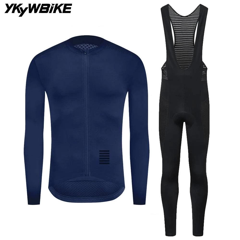YKYWBIKE Men's Cycling Sets Long Sleeve Long Bib Pants  Bicycle Clothes Man Cycling Maillot Road Bike Kit Cycling Clothing-WAYBIKER