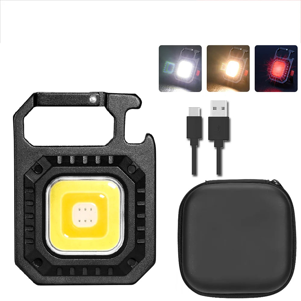Multifunctional Mini Portable Keychain Flashlight Waterproof USB Rechargeable Emergency Work Light Outdoor Camping Torch-WAYBIKER