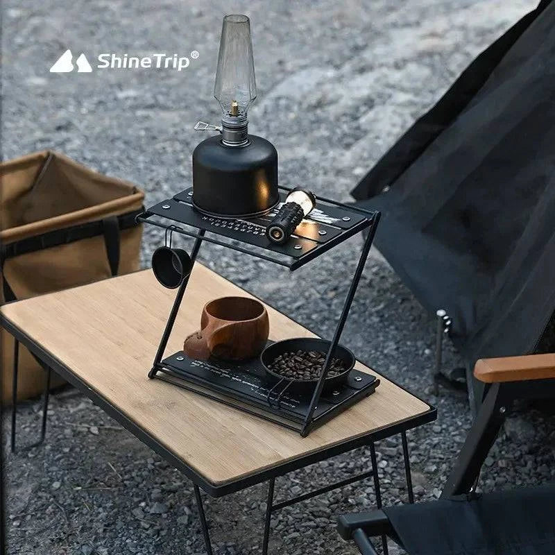 ShineTrip Outdoor Camping Desktop Folding Shelf Aluminium Alloy Portable Multi-Layer Camping Multi-Functional Storage Z-Table-WAYBIKER