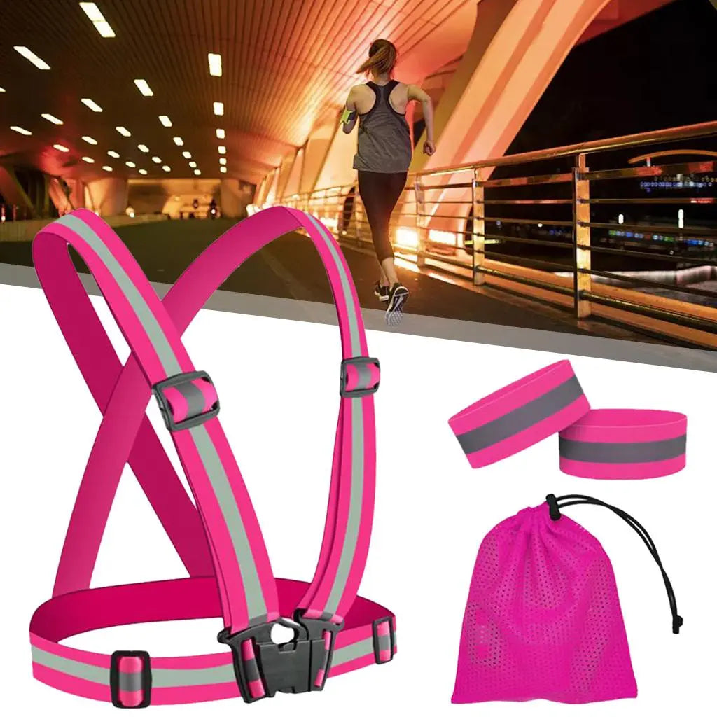 Running Reflective  Adjustable Glowing Reflector Reflector Straps for Night Walking Outdoor Activities Motor  Men Women-WAYBIKER