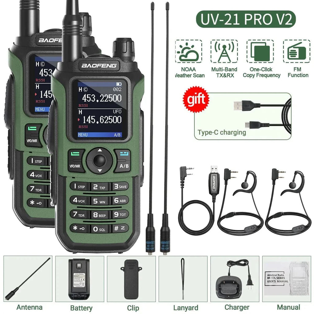 2PCS Baofeng UV-21 Pro Walkie Talkie Tri-Band Wireless Copy Frequency Long Range 999CH High Power UV 5R Ham Two Way Radio-WAYBIKER