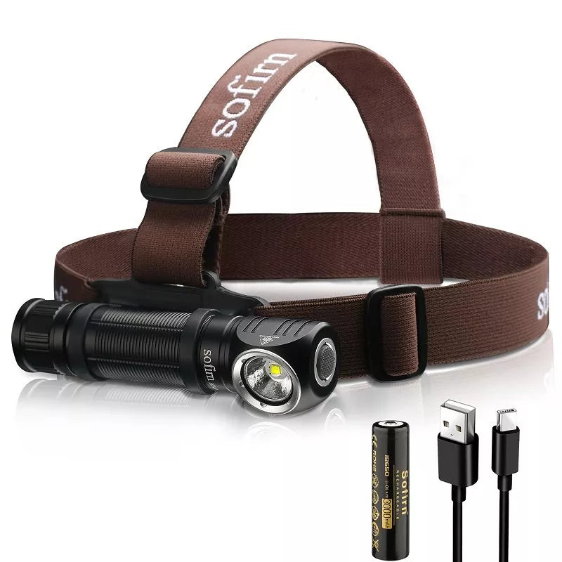 Sofirn HS40 USB C Rechargeable Headlamp 18650 Super Bright SST40 LED Torch 2000lm Flashlight with 2 Modes Power Indicator-WAYBIKER