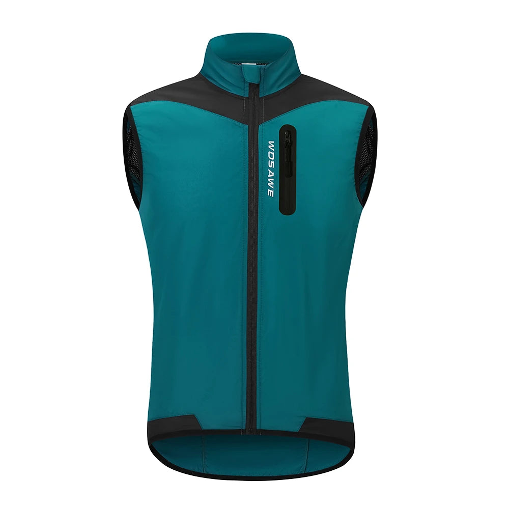 WOSAWE Men's Cycling Vest Wind Jacket Sleeveless Bicycle Gilet Black Lightweight Outdoor Windproof MTB Sports Wind Vest Mesh-WAYBIKER