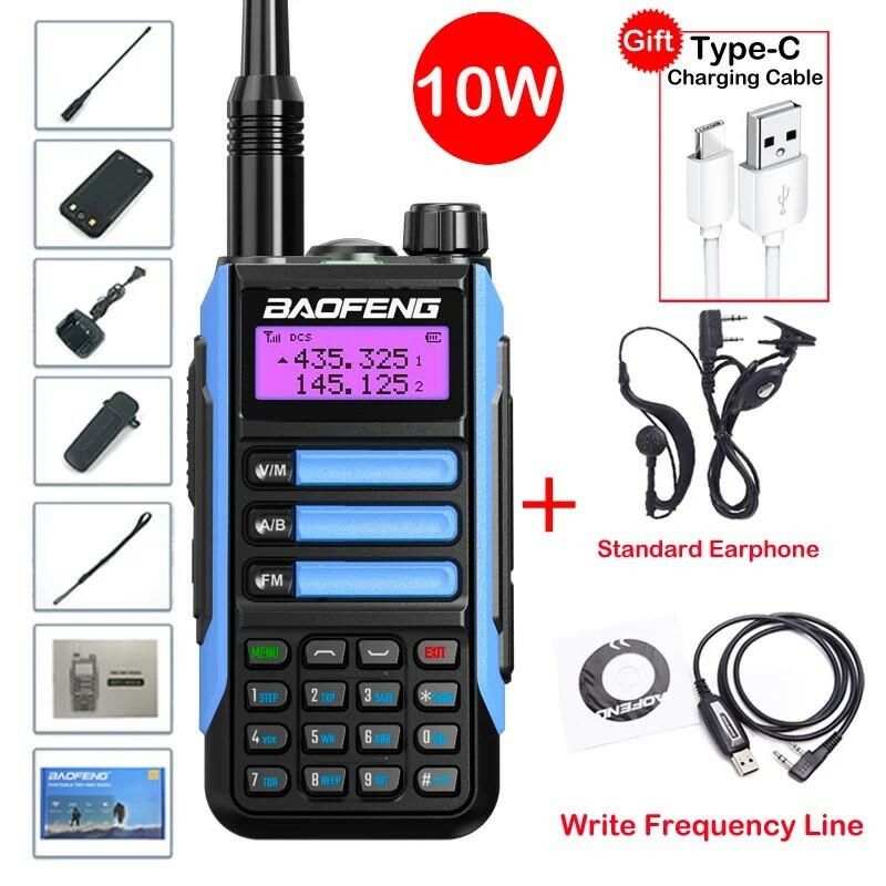 2023 Baofeng UV-16 MAX Walkie Talkie 10 KM Military 10W Powerful Waterproof VHF UHF CB Ham Dual Band Two Way Radio USB-C Charger-WAYBIKER