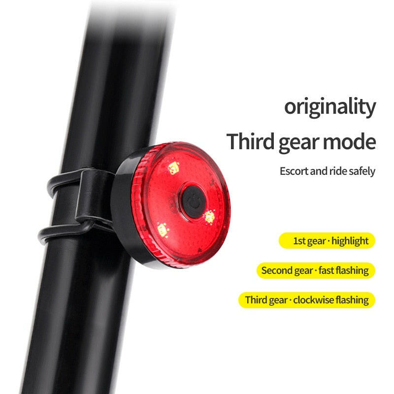Bicycle tail light USB charging creative circular tail light mountain bike outdoor night riding tail light cycling equipment-WAYBIKER