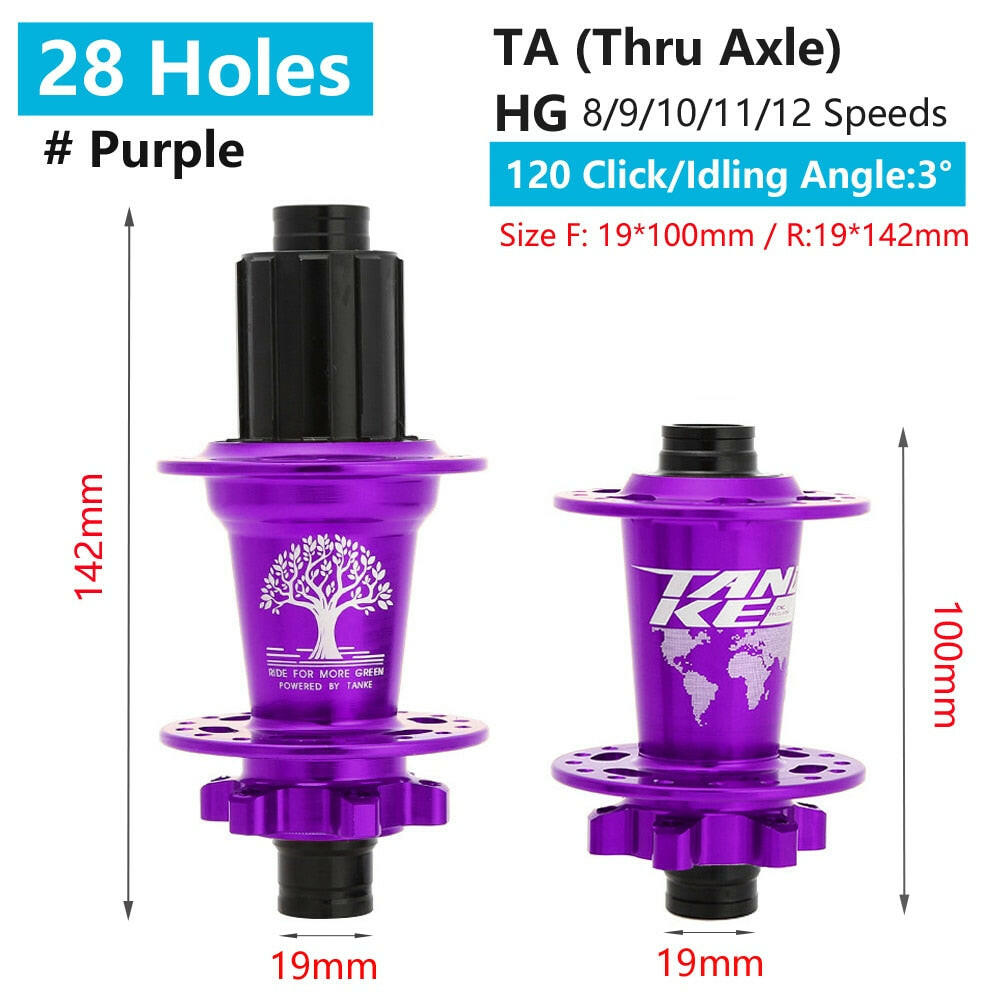 TANKE 120 Click Hub 6 Bearing MTB Mountain Bike Hub Front Rear Thru HG 28 32 36 Holes Disc Brake Bicycle Hubs 8 9 10 11 12 Speed-WAYBIKER