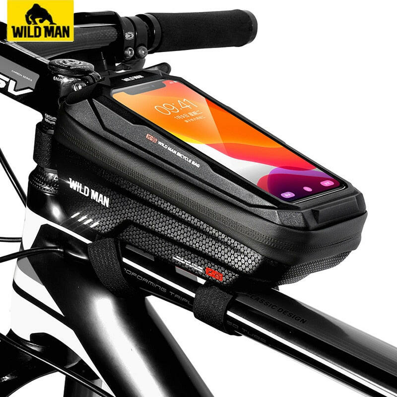 WILD MAN Bike Bag Front Rainproof Cycling Bag  Touch Screen Bicycle Phone Bag 6.5 Inch Mobile Phone Case Mtb Accessories-WAYBIKER