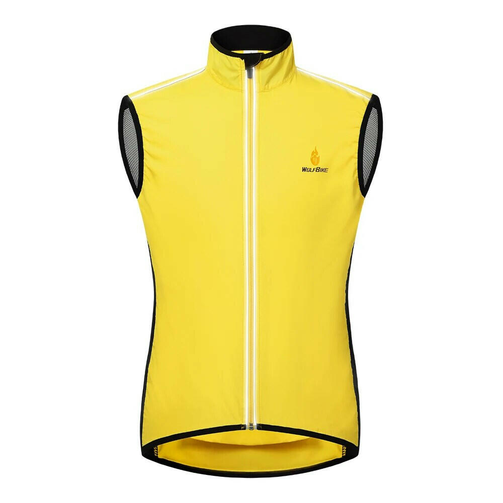 WOSAWE Men's Cycling Vest Wind Jacket Sleeveless Bicycle Gilet Black Lightweight Outdoor Windproof MTB Sports Wind Vest Mesh-WAYBIKER