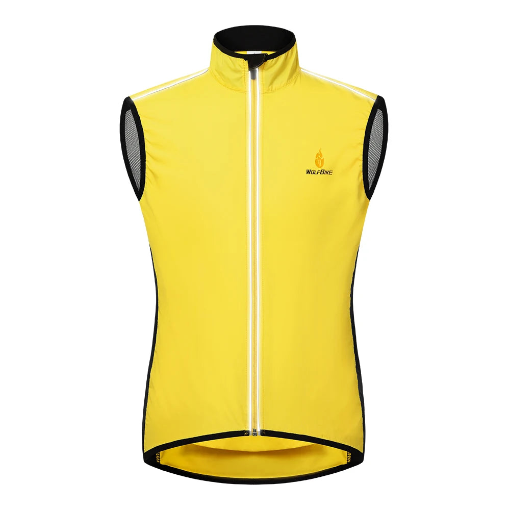 WOSAWE Men's Cycling Vest Wind Jacket Sleeveless Bicycle Gilet Black Lightweight Outdoor Windproof MTB Sports Wind Vest Mesh-WAYBIKER