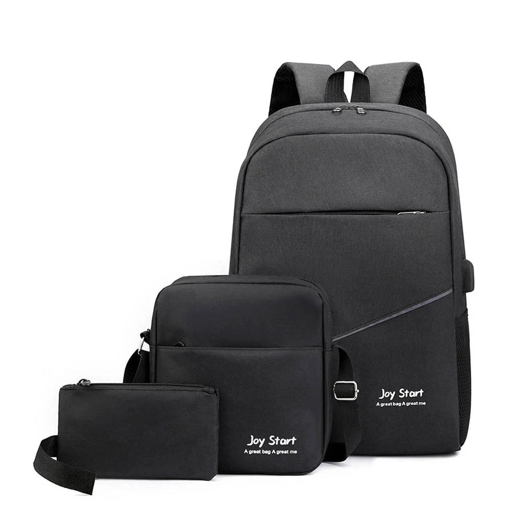 Men Women 3pcs Backpack Set Laptop Backpack Shoulder Bag Small Pocket for Outdoor Camping Travel Work Fits Up to 15.6inches-WAYBIKER