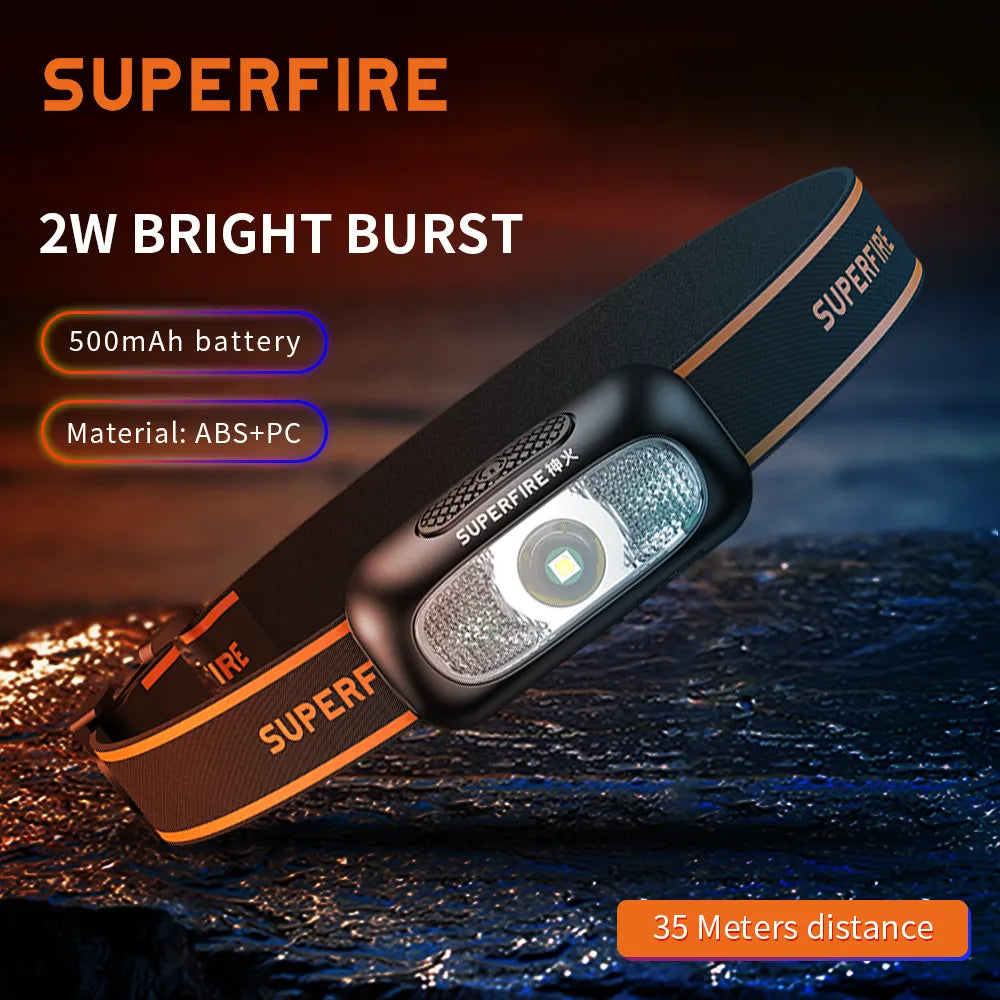 SuperFire HL05-D rechargeable led headlamp USB Portable Red White 50G Mini sensor Headlight for Camping Fishing Head flashlight-WAYBIKER