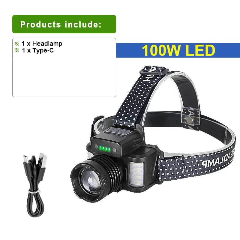 10H Powerful Sensor LED Headlamp High Power Rechargeable Built 5600mah Battery Headlight Flashlight Camping Fishing Head Lantern-WAYBIKER