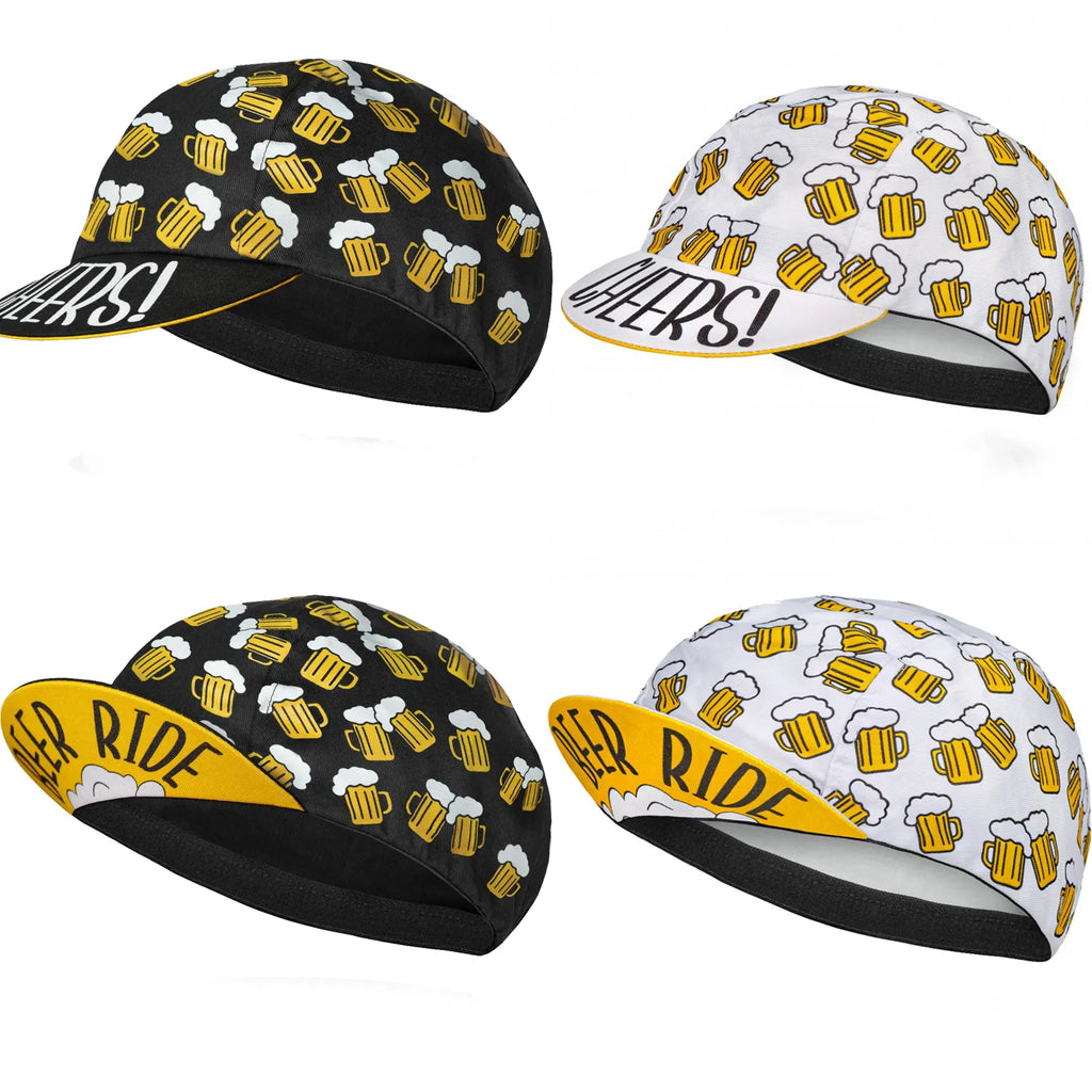 Classic Beer Summer Breathable Cycling Caps White Black Quick Dry Bike Hats-WAYBIKER