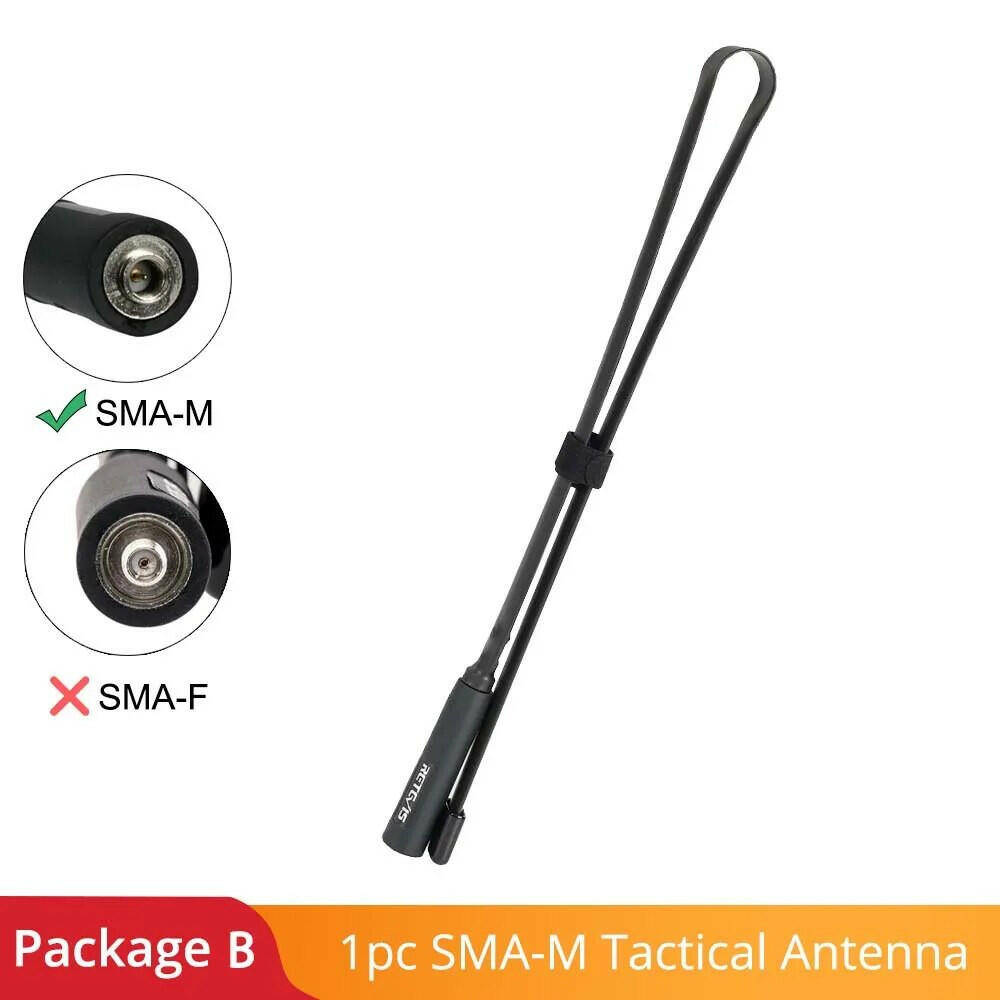 Retevis HA02 Foldable Tactical Antenna SMA-F/M Walkie-Talkie Antenna For Baofeng UV5R UV82 BF888S HD1 Walkie Talkie For Prepper
