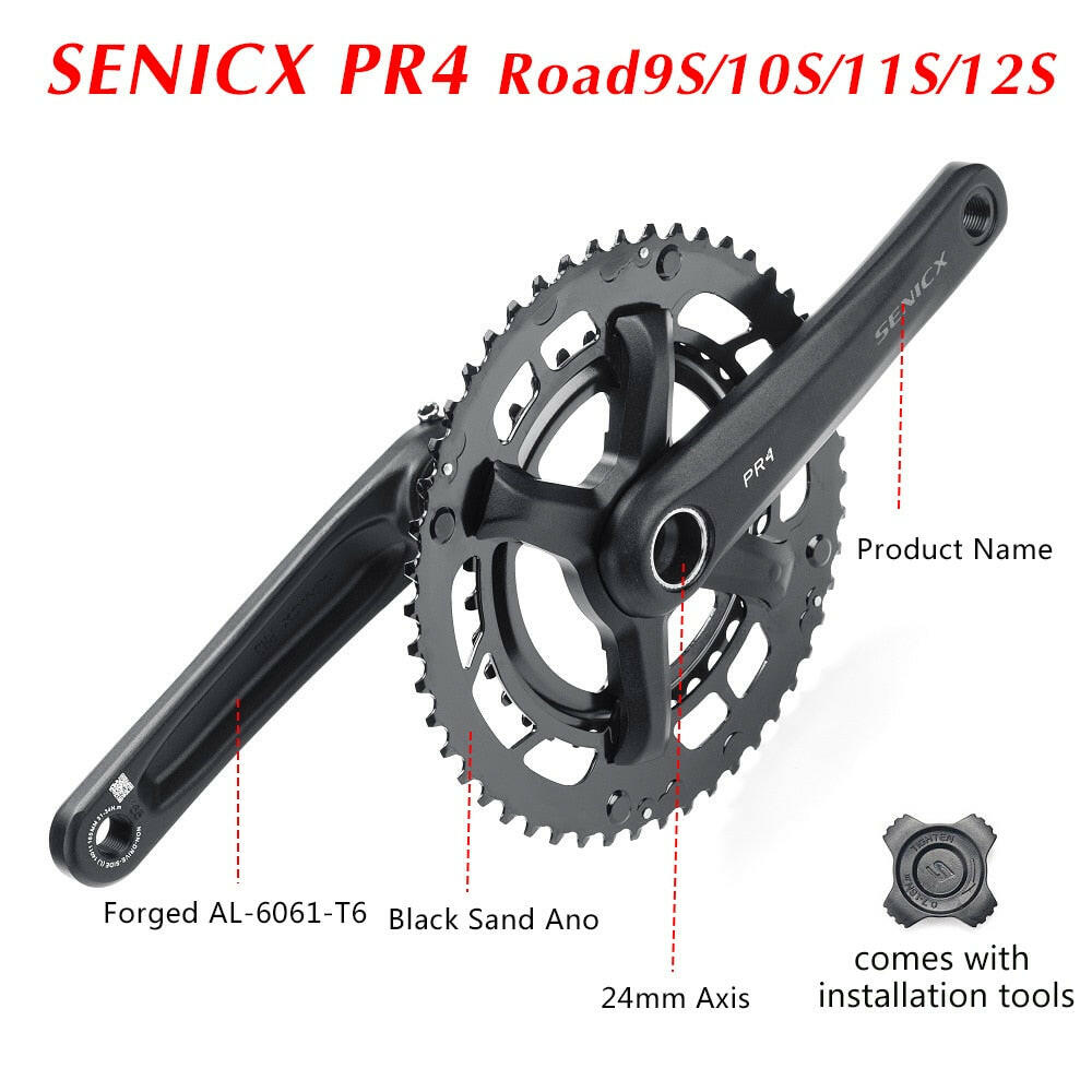 SENICX PR4 Road Bicycle Crank Set 165MM/170mm/175MM Double Disc 50-34T