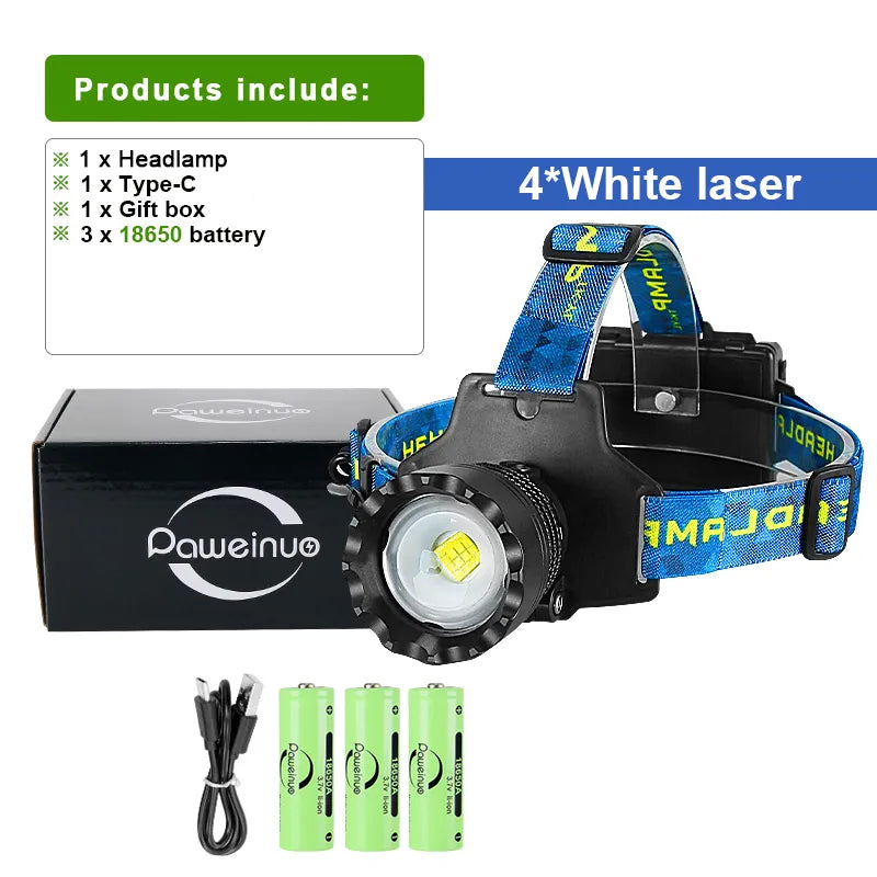 2023 New Portable Super Bright Headlamp 18650 Rechargeable LED Head Flashlight Outdoor Waterproof Zoom Camping Fishing Lantern-WAYBIKER