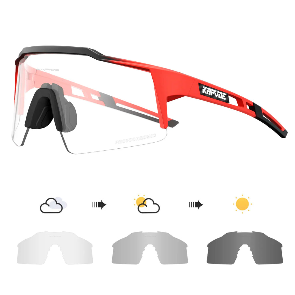 Kapvoe Photochromic Cycling Sunglasses for Men Glasses Fashion Mountain Bicycle Road Speed Cool Goggles Eyewear Sports MTB Bike-WAYBIKER