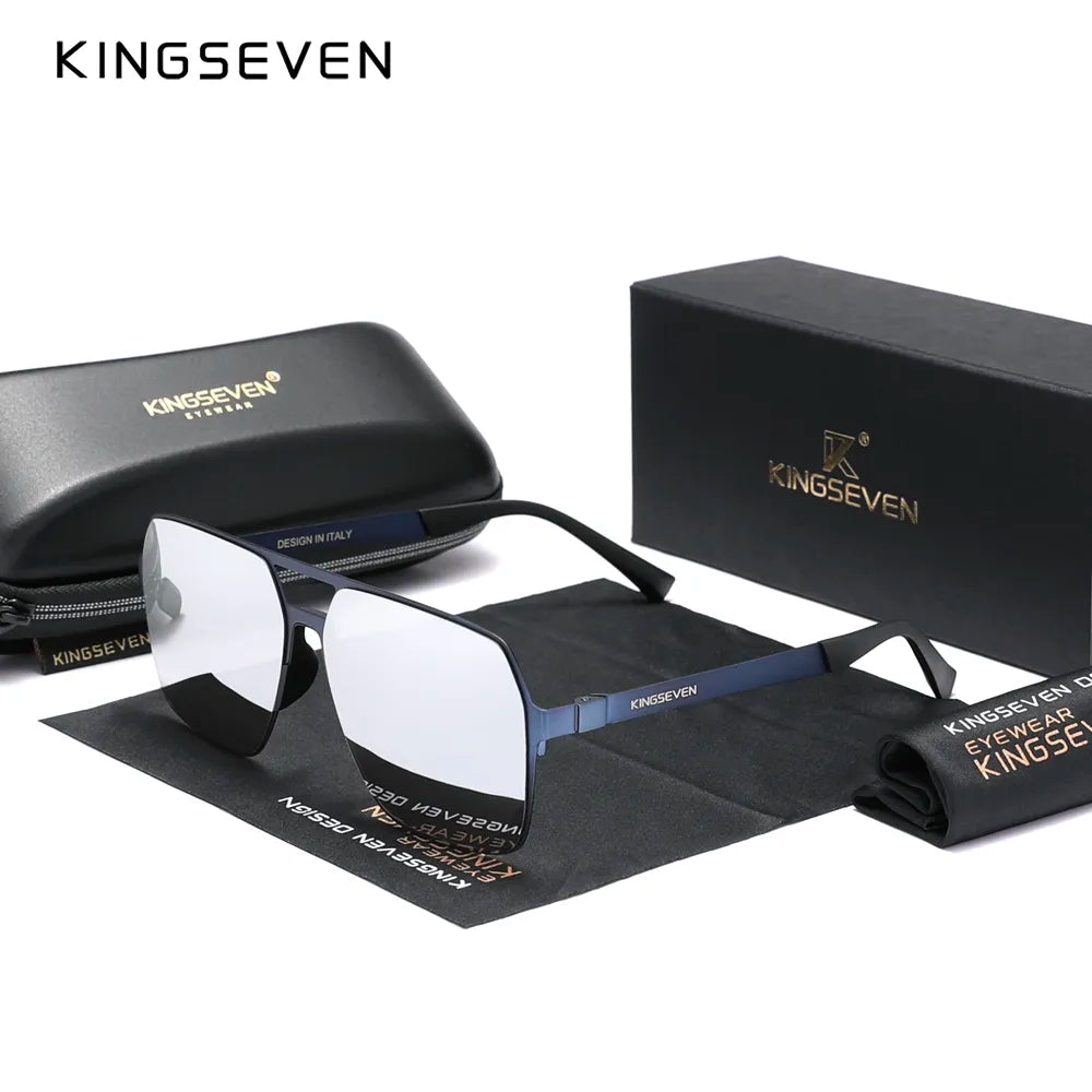 KINGSEVEN 2023 New Driving Men's Polarized Sunglasses Ultra Thin Temples Pilot Sun Glasses For Men UV400 Retro Eyewear-WAYBIKER