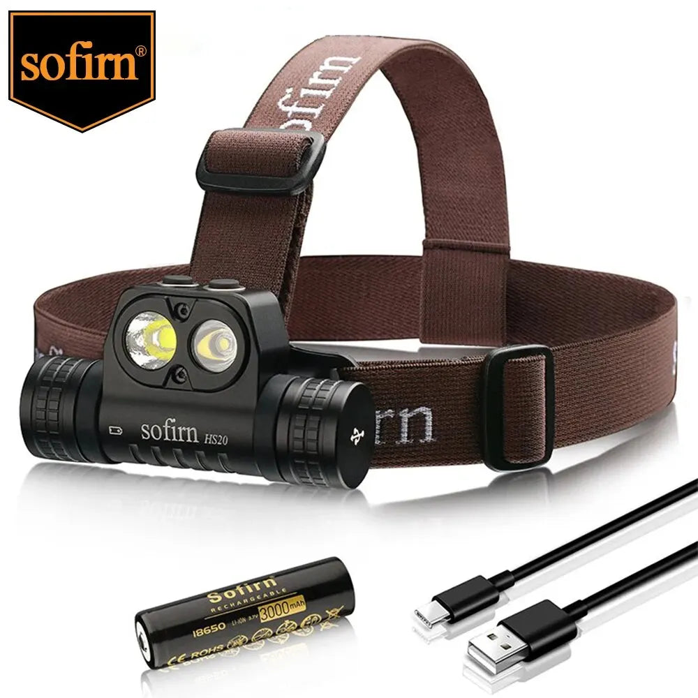 Sofirn HS20 USB C Rechargeable LED Headlamp 18650 Powerful 2700lm Light with Spotlight Floodlight Dual Switch Indicator-WAYBIKER