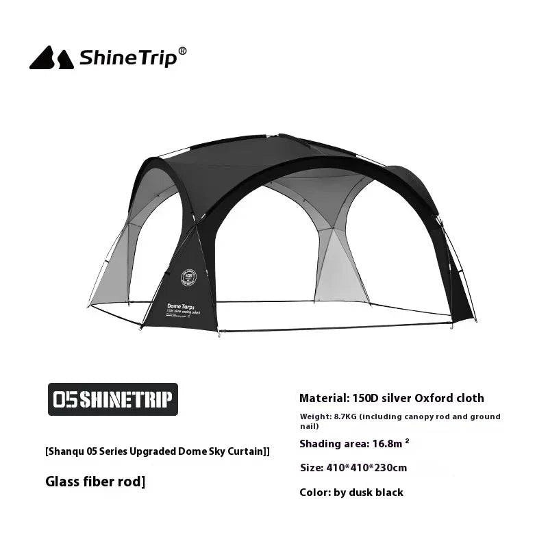 ShineTrip Outdoor Round Dome Canopy Tent Multiplayer Waterproof Sunproof Camping Oversized Enclosure Fabric Mesh Dome Set-WAYBIKER