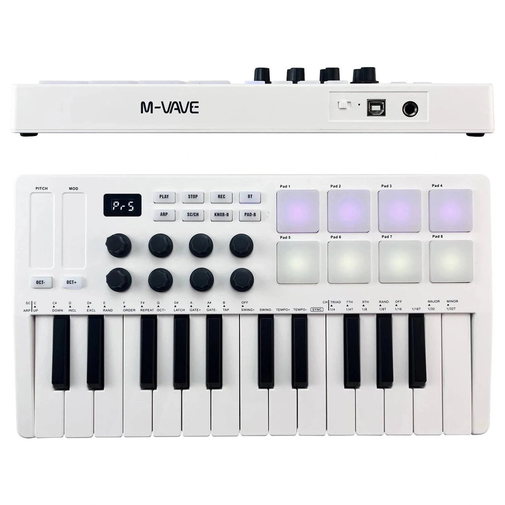 M-VAVE 25-Key MIDI Control Keyboard Mini Portable USB Keyboard with 25 Velocity Sensitive Keys 8 RGB Backlit Pads 8 Knobs-WAYBIKER