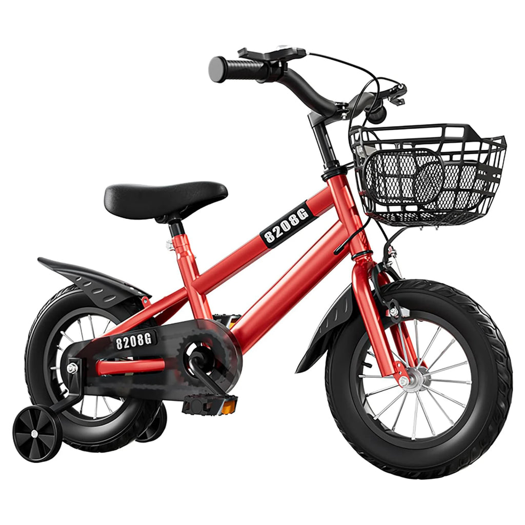 Kids Bike High Carbon Steel Frame Bicycle with Safety Auxiliary Training Wheels & Adjustable Seat Kids Bicycle for Ages 3-7-WAYBIKER