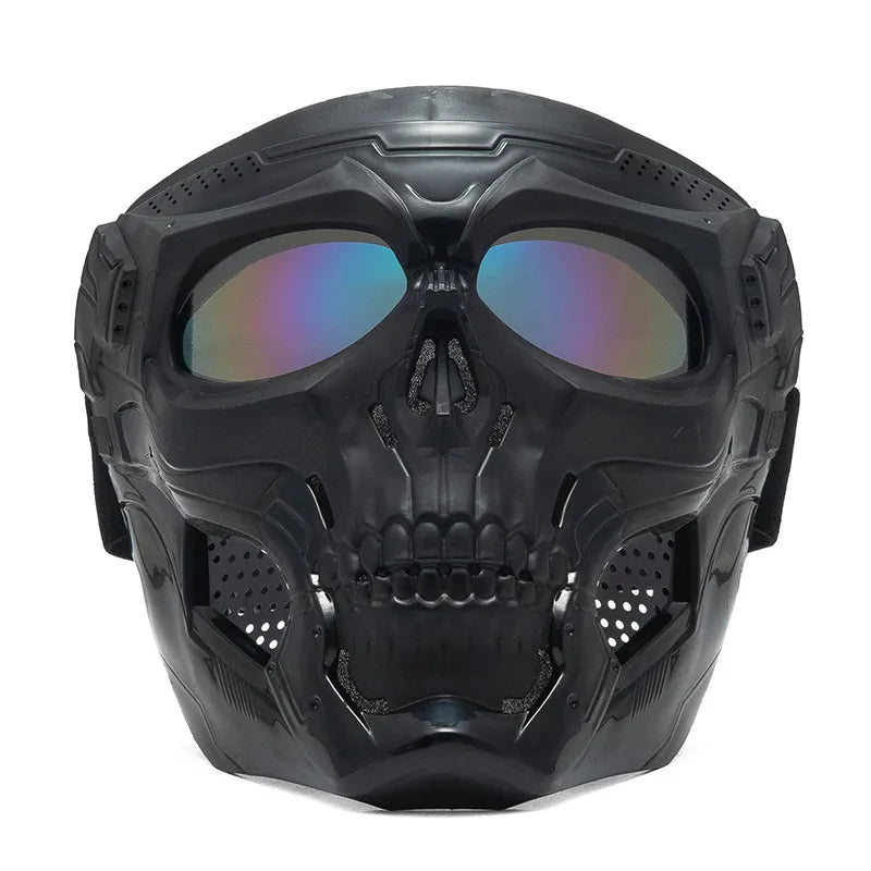 Cycling Colored Goggle Motorcycle Skull Skeleton Mask Windproof Full Face Mask Paintball Game Tactical Protection Helmet Mask-WAYBIKER