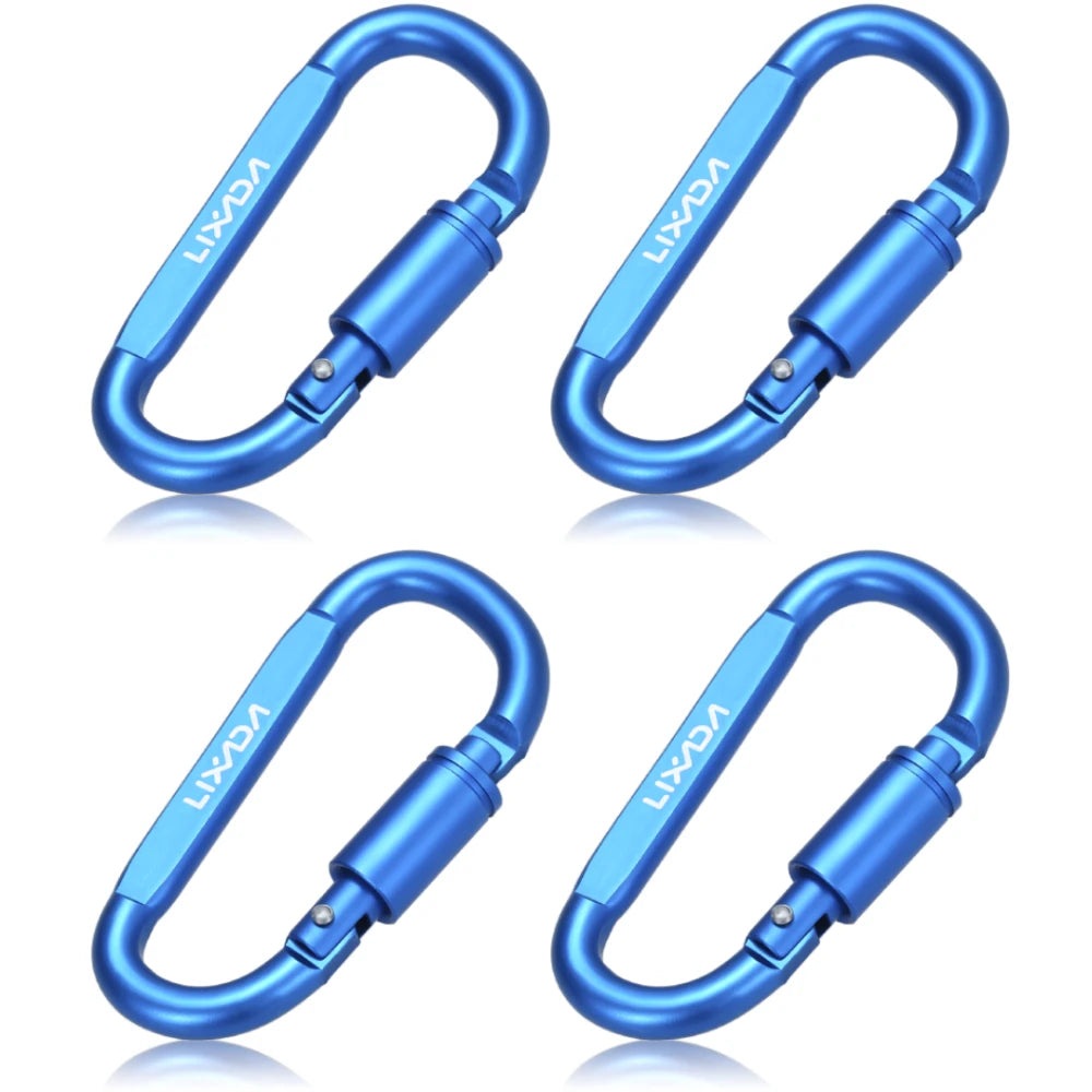 Lixada Aluminum Alloy D-ring Locking Carabiner Screw Lock Hanging Hook Buckle Keychain for Outdoor Camping Hiking-WAYBIKER