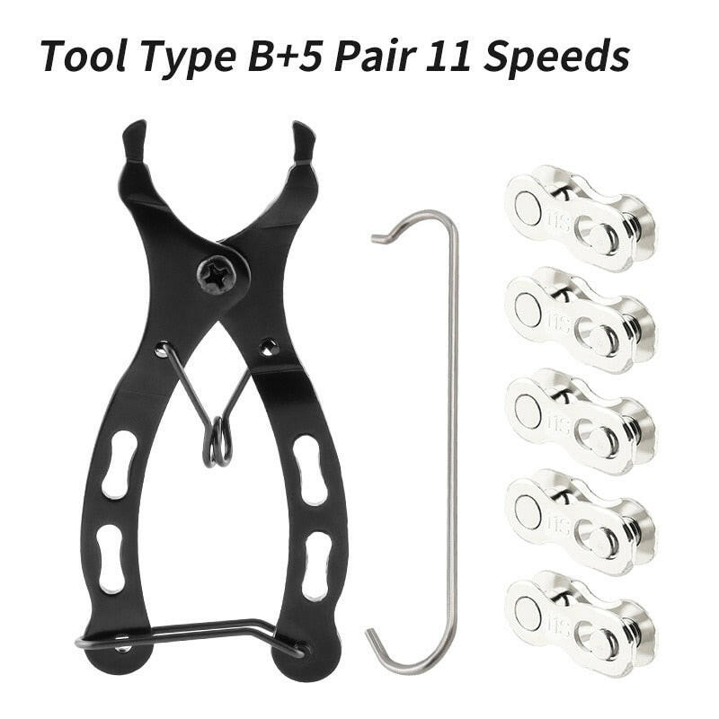 MUQZI Bicycle Chain Repair Tool Kit MTB Road Bike Chain Removal Install Plier With 5 Pairs 6 7 8 9 10 11 12 Speed Quick Link-WAYBIKER