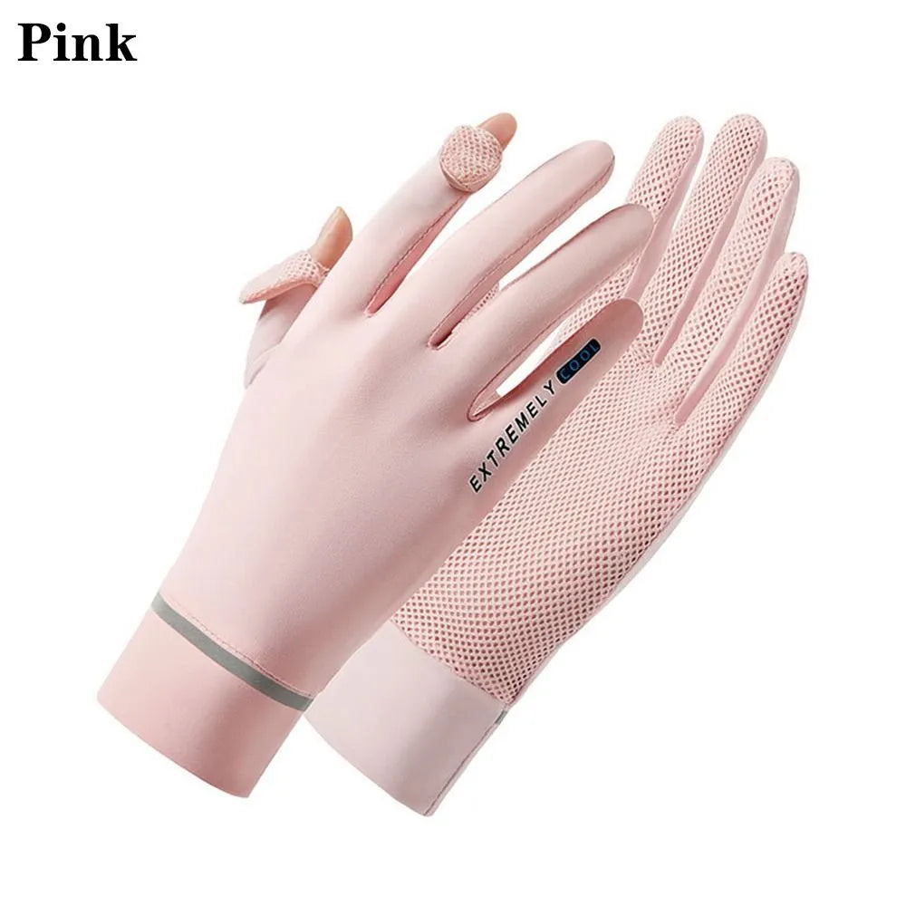 Lady Sunscreen Ice Silk Gloves Female Summer Sun Protection Gloves Fashion Cycling Driving Running Mittens Thin Anti-UV Gloves-WAYBIKER