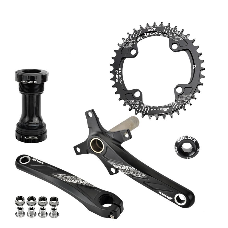 GOLDIX 104BCD Wide and narrow teeth bicycle crankset 170/175mm crank Round/Oval chain ring 32T/34T/36T/38T Bicycle crankset-WAYBIKER