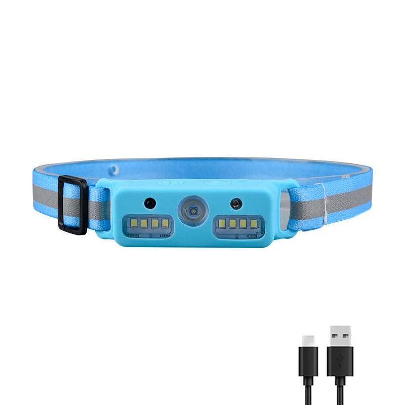 Portable LED Induction Headlamp XPE+COB Headlight 18650 Battery USB Rechargeable Waterproof Camping Torch Powerful Head Lamp-WAYBIKER