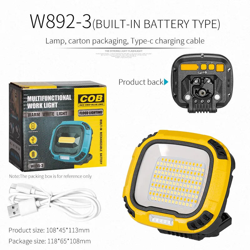 Strong Light COB Flashlight USB Rechargeable Torch Portable Outdoor Power Bank Camping Fishing Emergency Work Lamp With Hook-WAYBIKER
