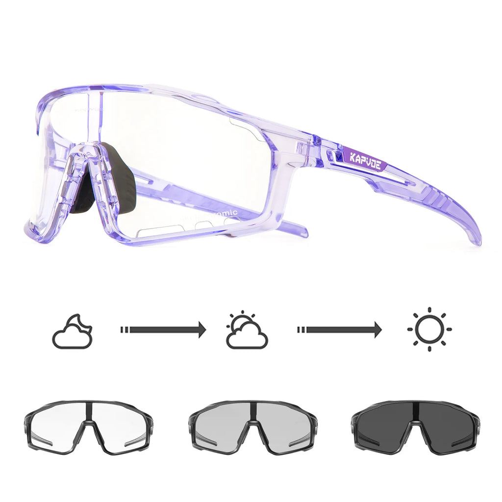 Kapvoe Photochromic Cycling Sunglasses Men Bicycle Cycling Glasses Bike Road Mountain Eyewear Women Outdoor Sport UV400 Goggles-WAYBIKER