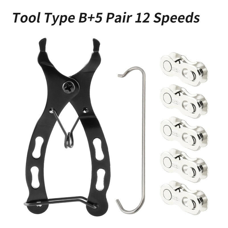 MUQZI Bicycle Chain Repair Tool Kit MTB Road Bike Chain Removal Install Plier With 5 Pairs 6 7 8 9 10 11 12 Speed Quick Link-WAYBIKER