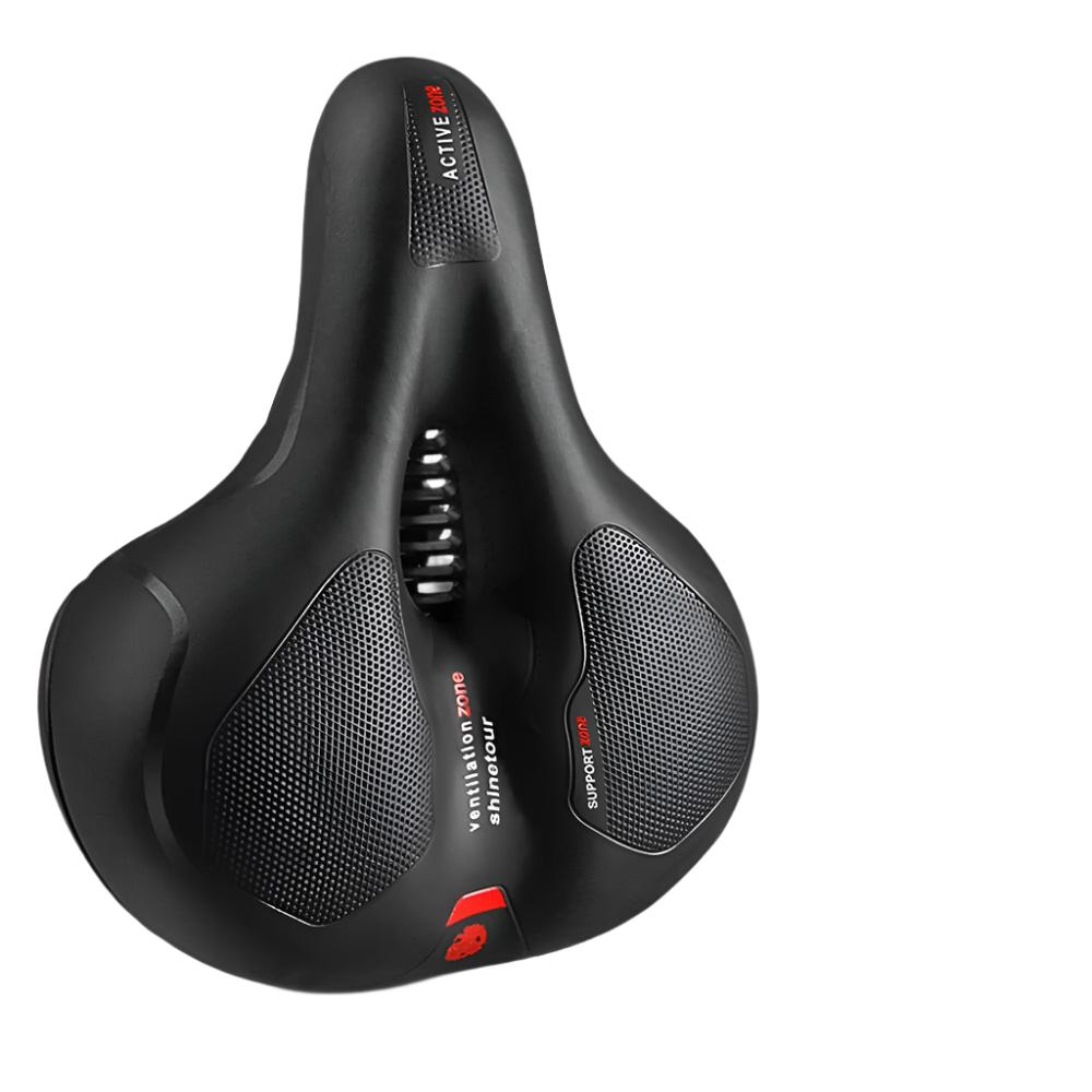 Hollow Breathable Bicycle Saddle Men Women MTB Road Bike Saddle Shock Absorbing Comfortable Big Butt Bike Seat Safety Warning