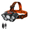 5 LED Flashlight Rechargeable with Built in 18650 Battery Strong Light Camping Adventure Fishing Head Light Headlamp-WAYBIKER