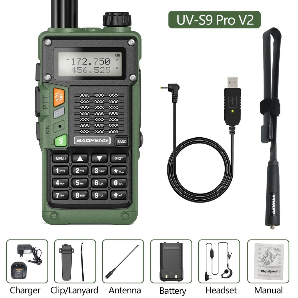 BaoFeng UV-S9 Pro V2 10W Powerful UHF VHF Waterproof Walkie Talkie Radio Long Range Up of UV-S9 Plus Portable Ham Two Way Radio-WAYBIKER